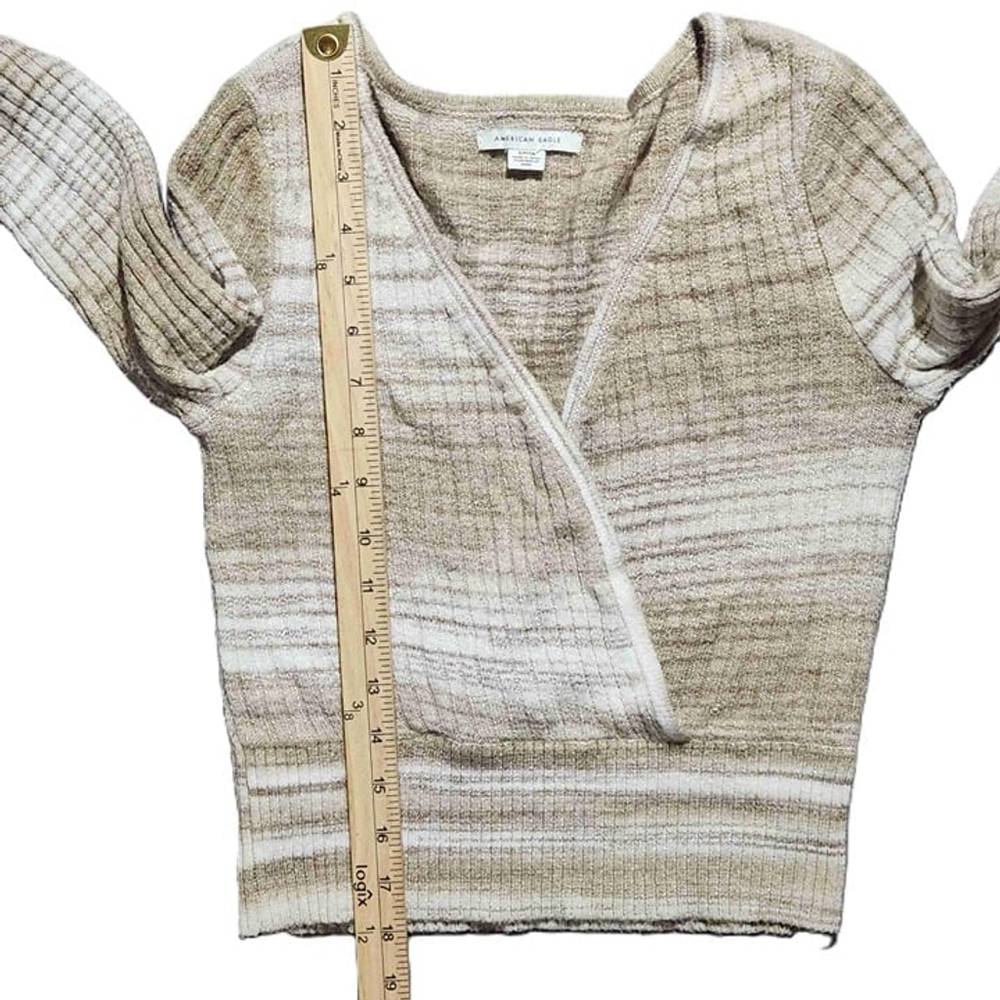 American Eagle Tan Striped Sweater Small HD4829 - Picture 7 of 7